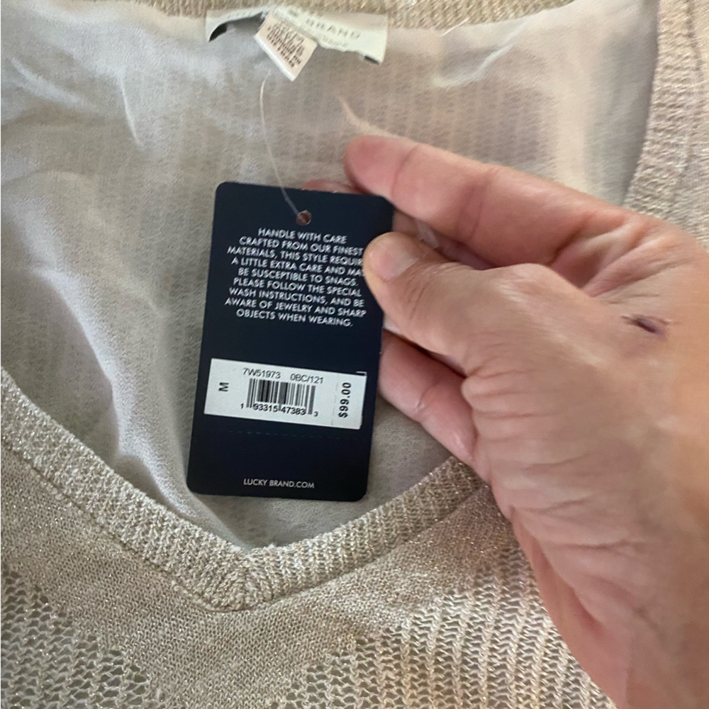 Lucky Brand Knit Gold and Cream Sweater - Picture 8 of 11